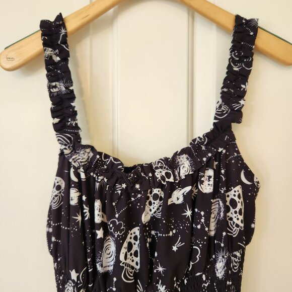 Scarlet Darkness Galaxy Print Dress Goth Steampunk Renaissance Festival Summer - Picture 3 of 13